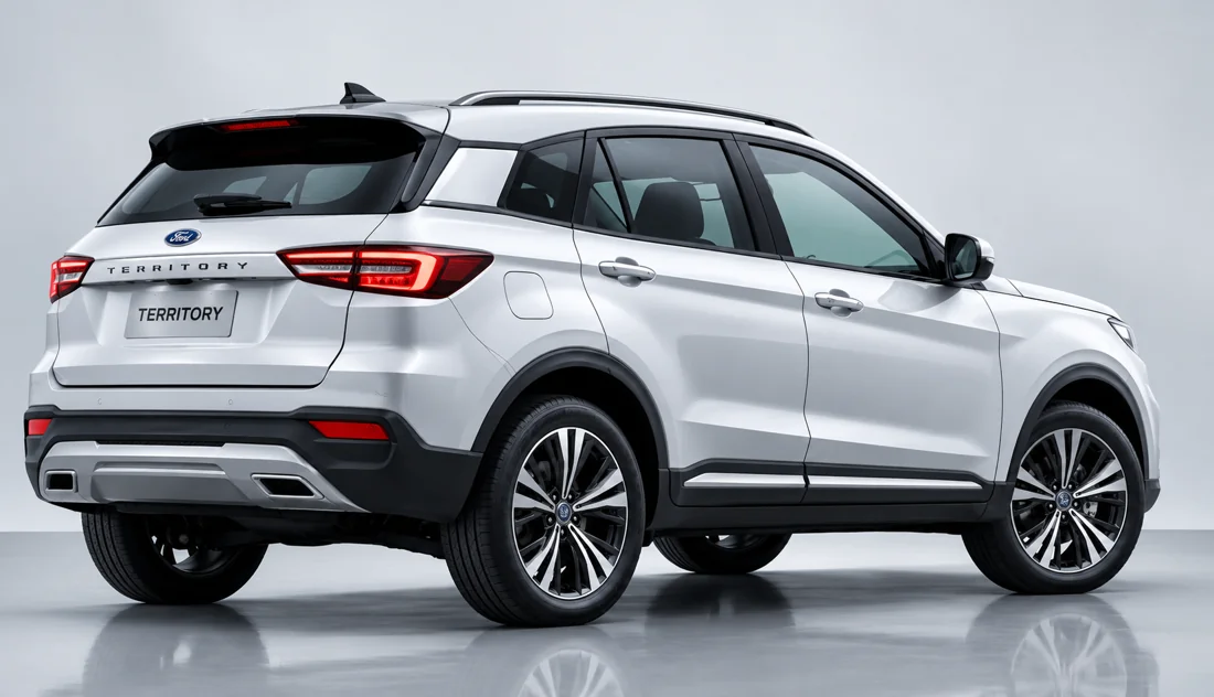 Ilustração digital de SUV Ford Territory branco em estúdio